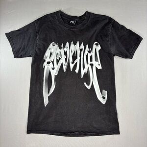 Revenge T-Shirt Men’s Size Medium Black Short Sleeve Bullet Holes Skull Grunge